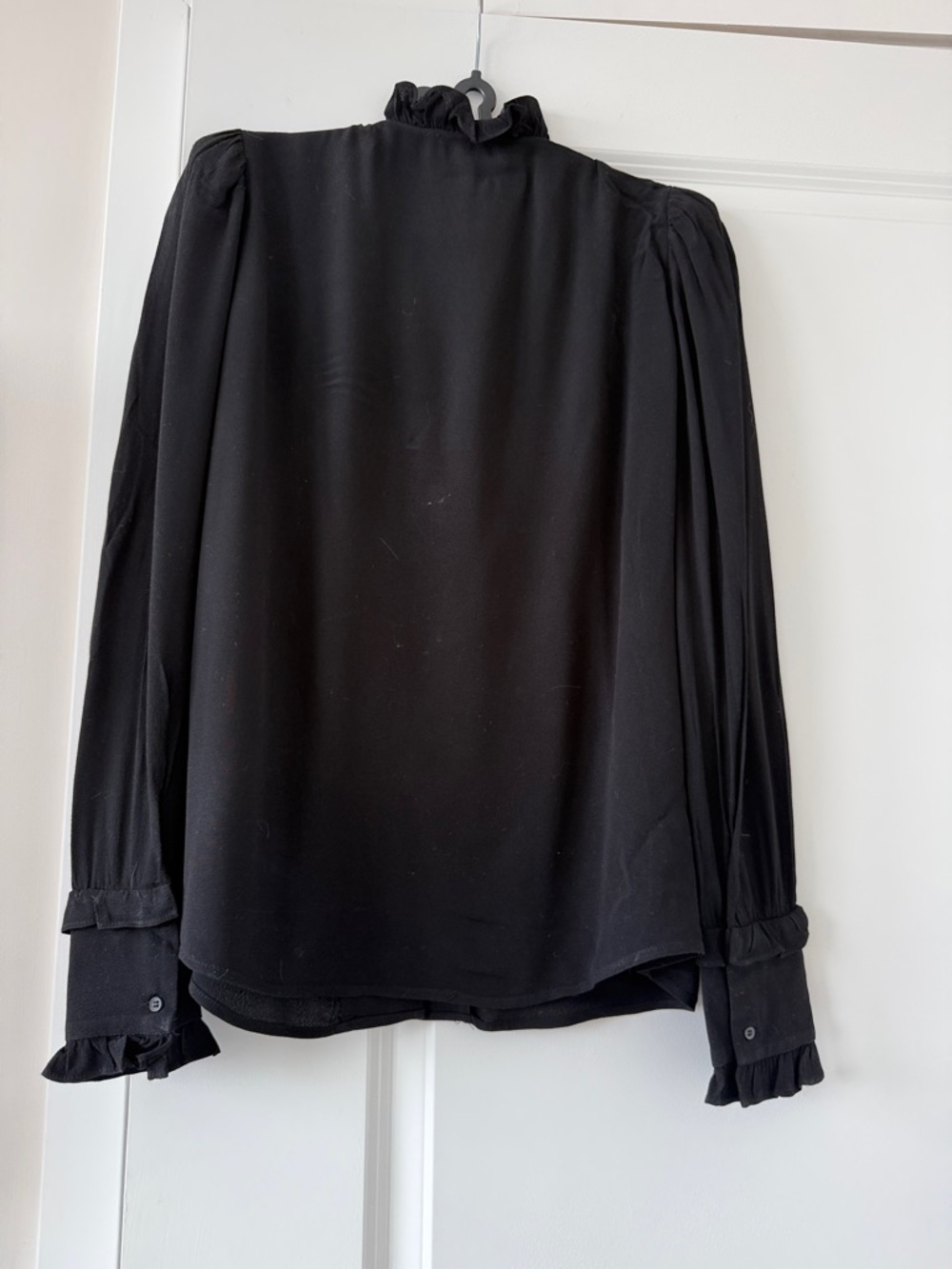 ba&sh Black Ruffle V-Neck Button-Front Blouse - Picture 2 of 2